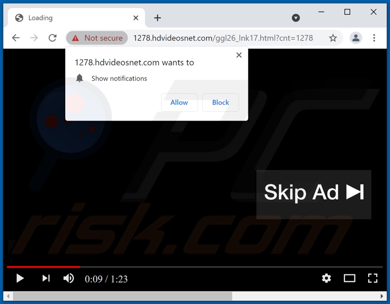 hdvideosnet[.]com reindirizzamenti pop-up