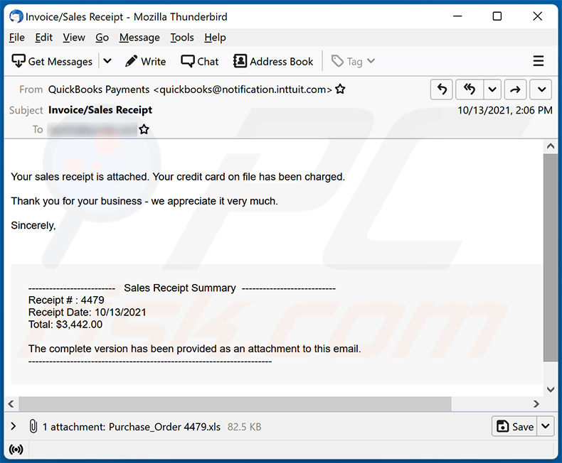 Ancora un altro esempio di e-mail di spam a tema fattura che diffonde un documento MS Excel dannoso (2021-10-14)