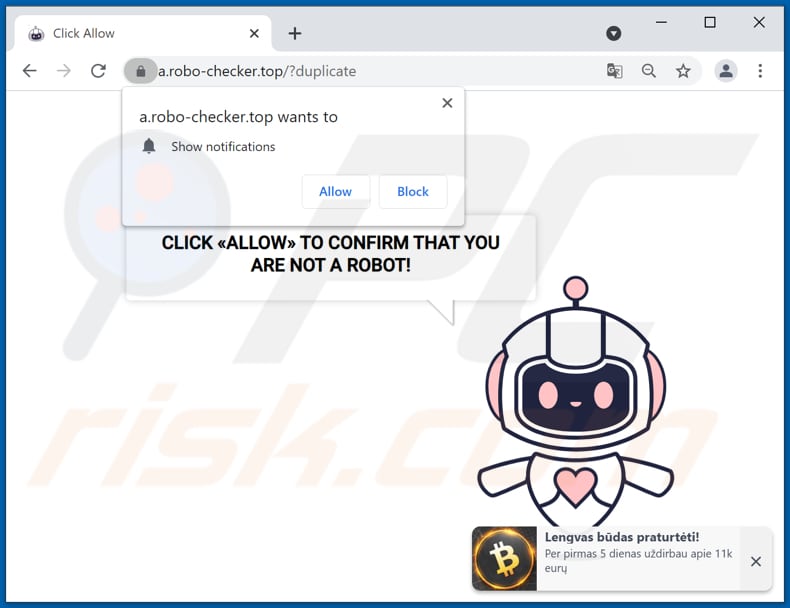 robo-checker[.]reindirizzamenti pop-up principali