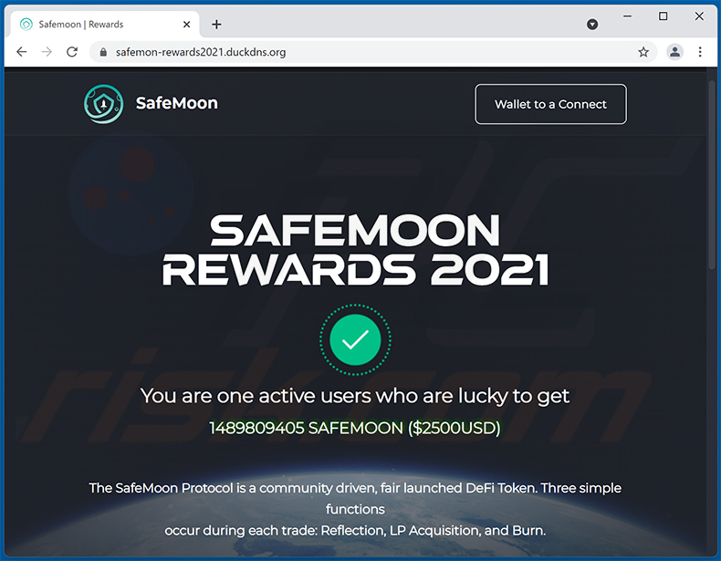 Un altro esempio di sito Web truffa a tema SAFEMOON: (2021-10-12)