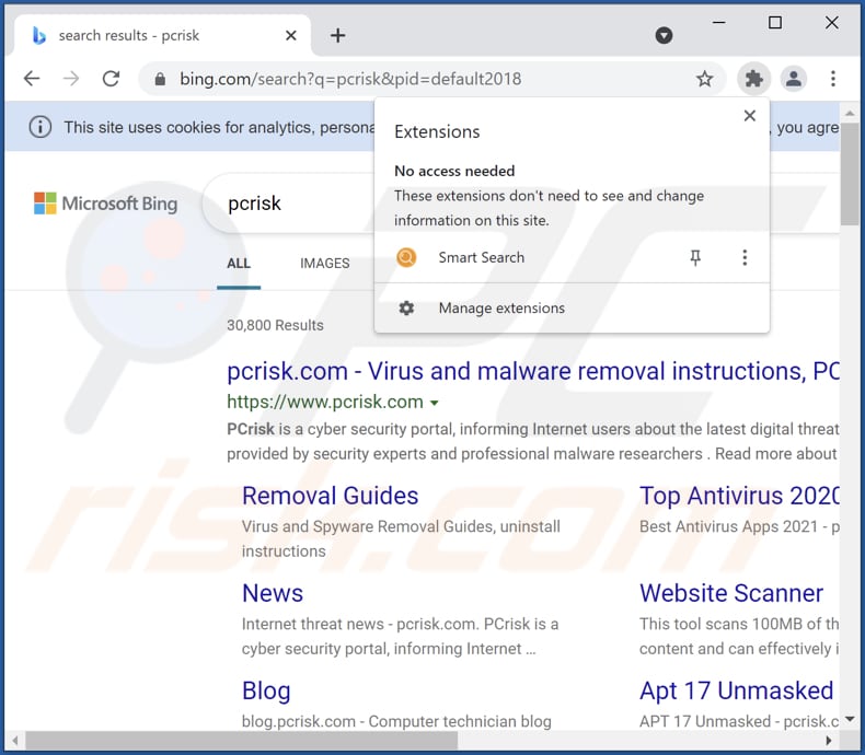 Estensione Smart Search su Chrome Toolbar