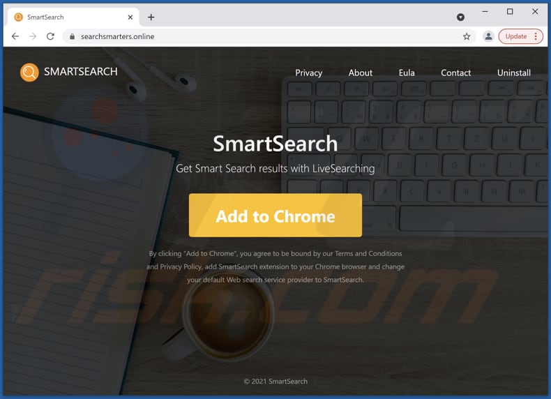 Sito web che promuove il dirottatore del browser Smart Search