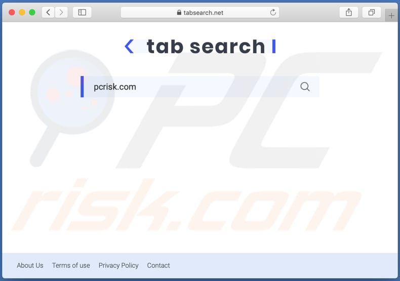 tabsearch.net dirottatore del browser su un computer Mac