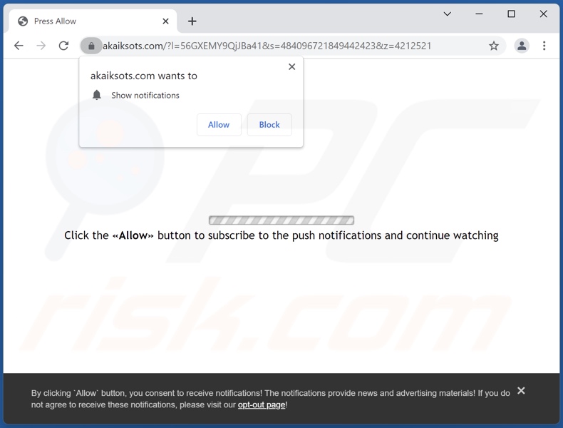 akaiksots[.]com reindirizzamenti pop-up