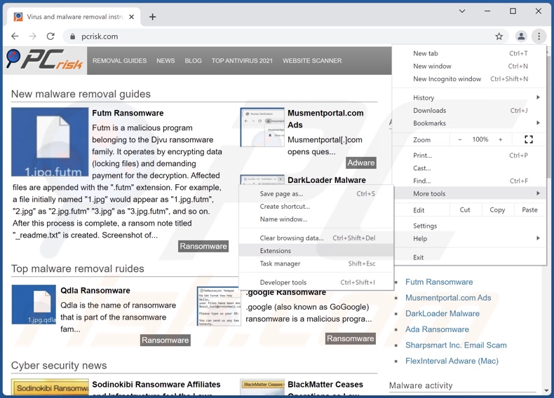 Rimozione degli annunci Cent Browser da Google Chrome passaggio 1