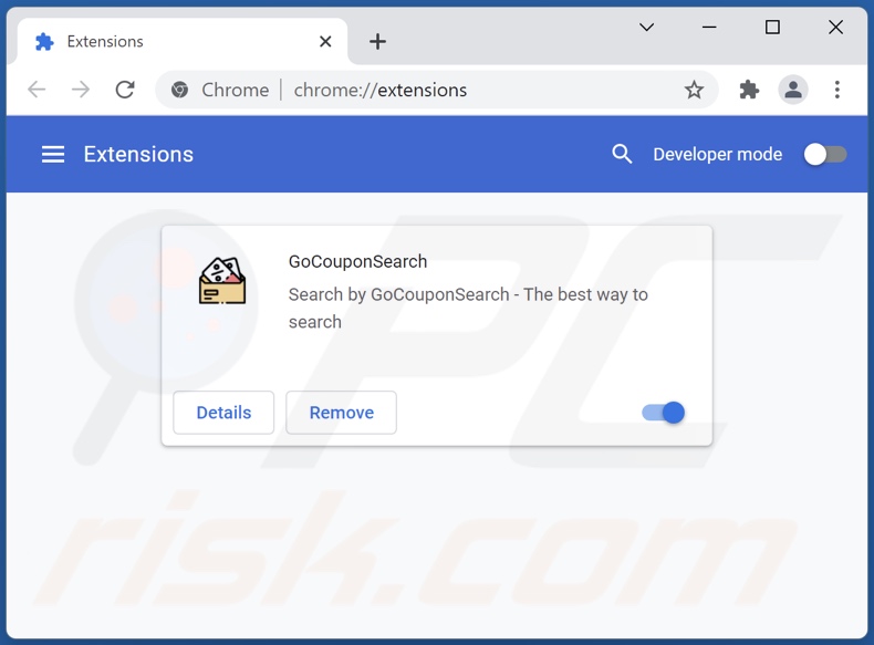 Rimozione delle estensioni di Google Chrome relative a gocouponsearch.com