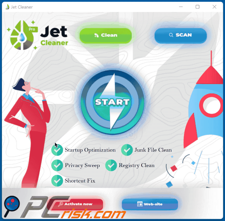 Aspetto dell'applicazione Jet Cleaner (GIF)