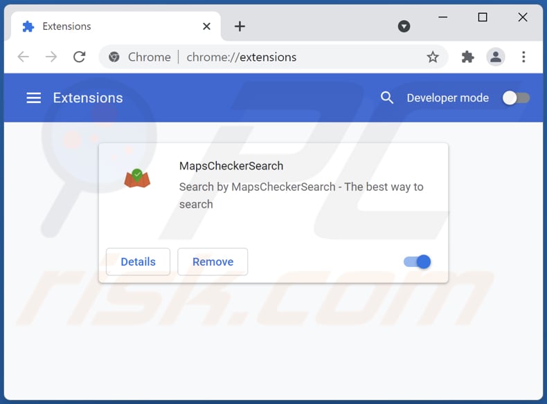 Rimozione delle estensioni di Google Chrome relative a mapschecker.com