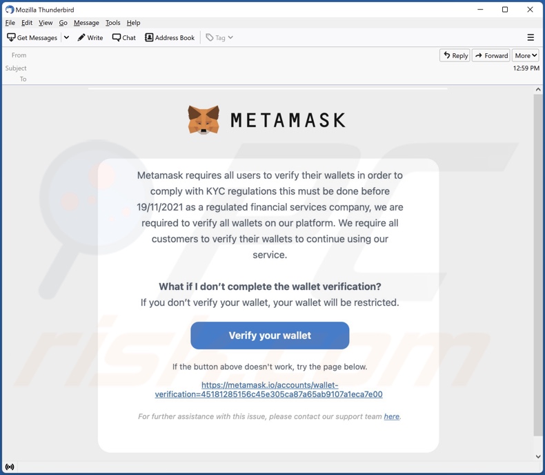 Campagna di spam e-mail MetaMask