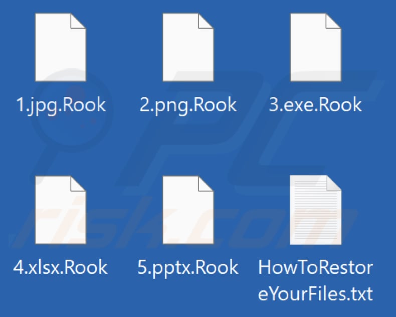 Screenshot dei file crittografati da questo ransomware Rook (.Rook)
