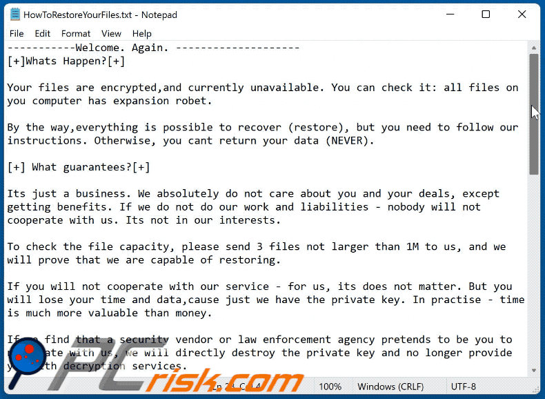 rook ransomware file HowToRestoreYourFiles.txt