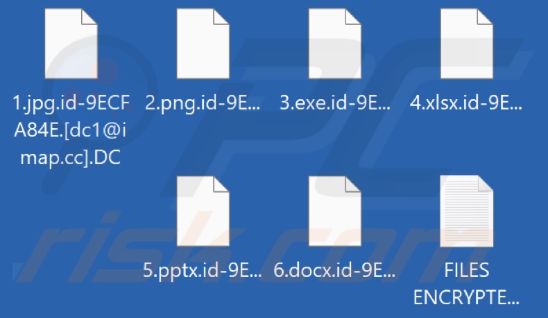 Screenshot dei file crittografati dal ransomware DC (.DC)