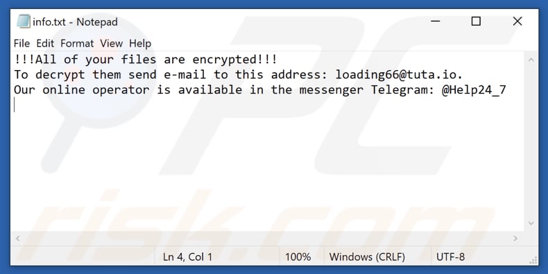 file info.txt della nota di riscatto del ransomware sanitario