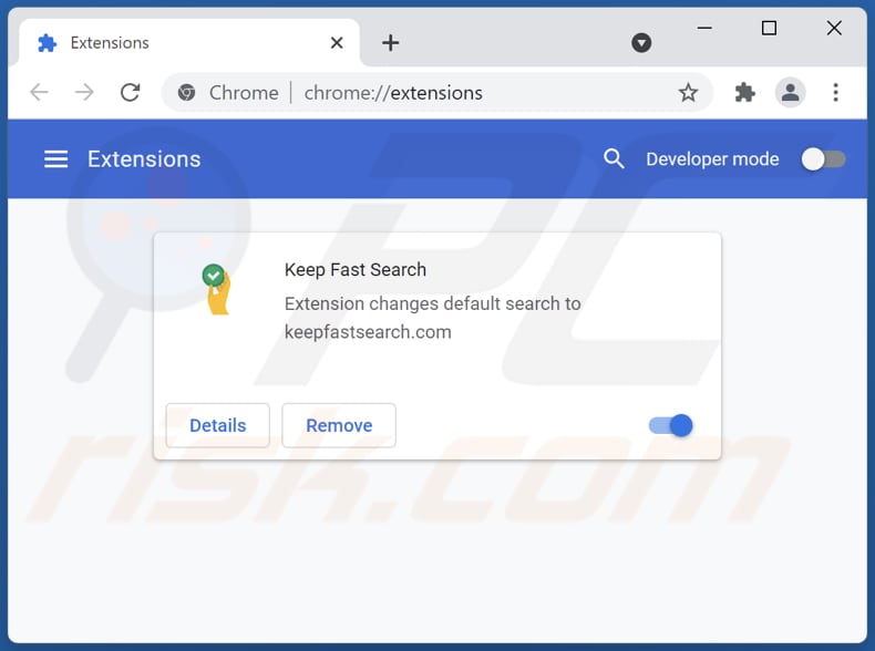 Rimozione delle estensioni di Google Chrome relative a keepfastsearch.com