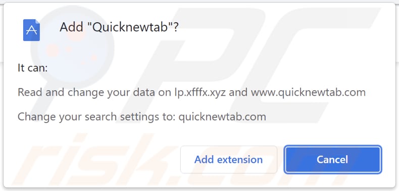 Sito ingannevole che promuove il dirottatore del browser Quicknewtab