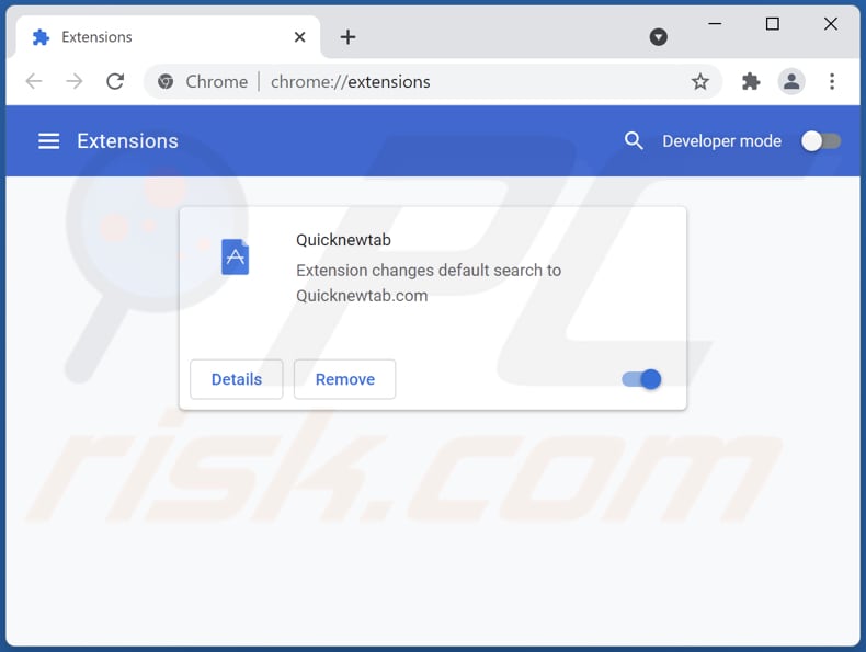 Rimozione delle estensioni di Google Chrome relative a quicknewtab.com