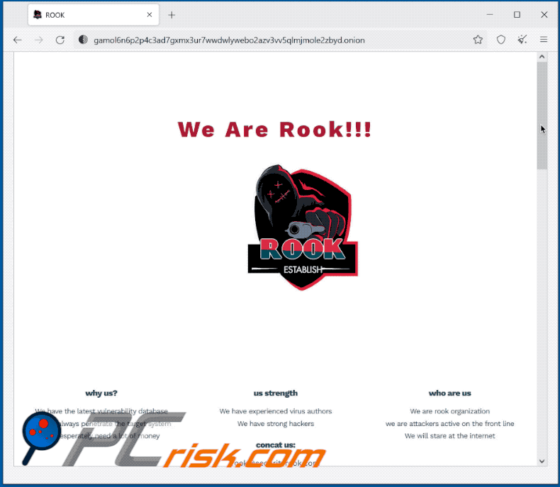 Rook ransomware Sito Web Tor (2021-12-03)