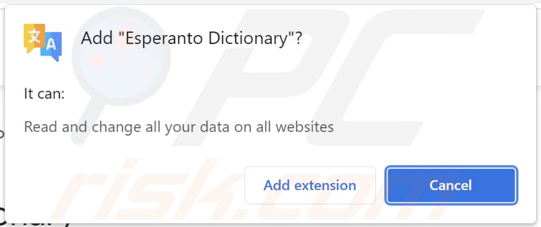 Esperanto Dictionary reindirizzamenti pop-up