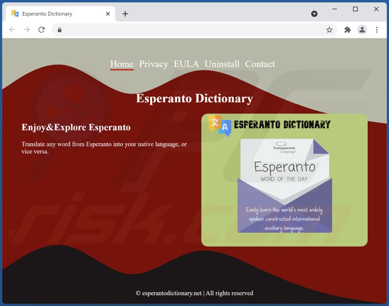 Pagina di download ufficiale di Esperanto Dictionary