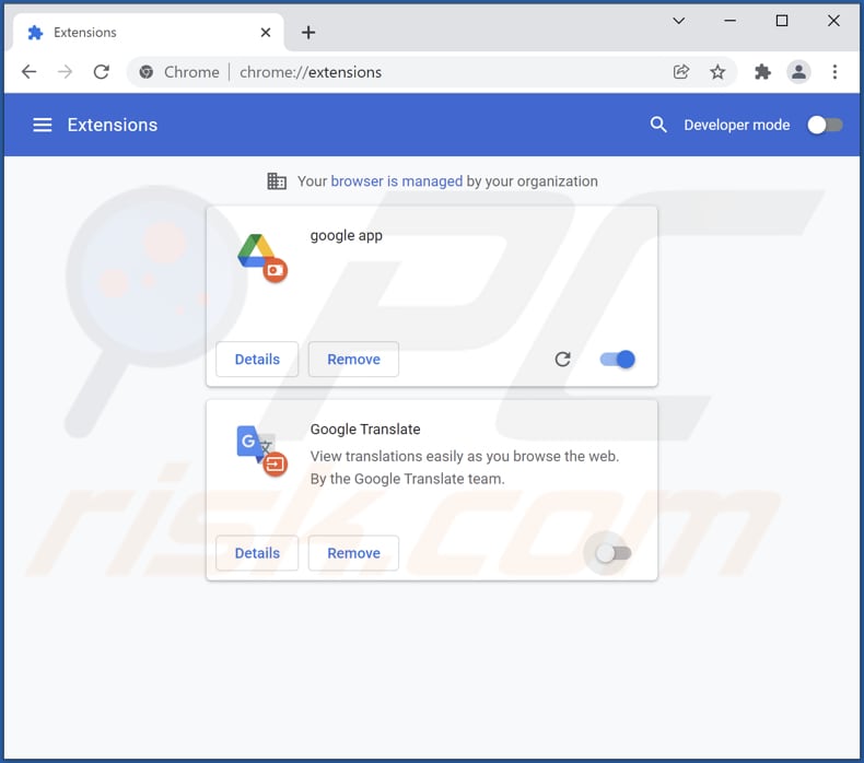 Rimozione di una falsa app Google da Google Chrome step 2