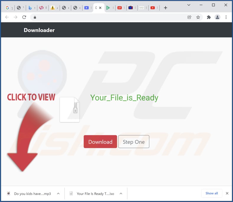 Screenshot del sito Web ingannevole utilizzato per promuovere il file ISO progettato per iniettare il dirottatore del browser 