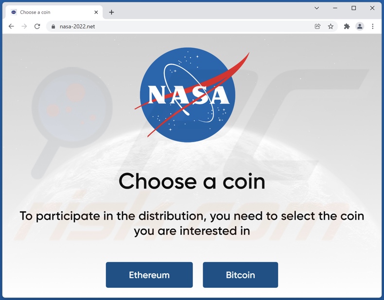 NASA ETH and BTC Giveaway truffa