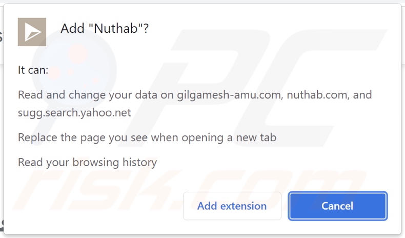 Dirottatore del browser Nuhtab che chiede autorizzazioni