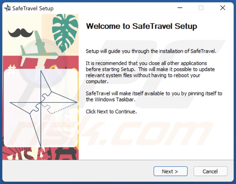 programma di installazione dell'adware safetravel