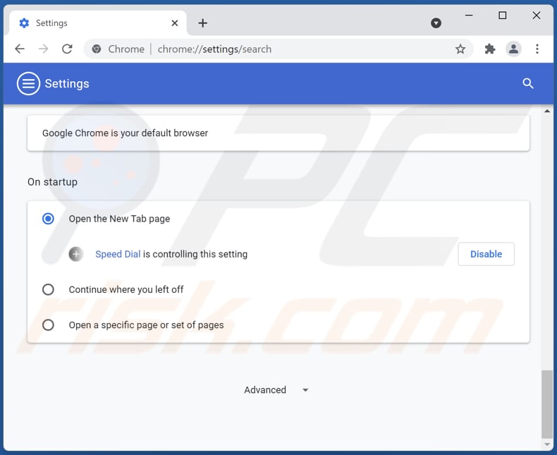 Rimozione di addonsearch.net dalla home page di Google Chrome