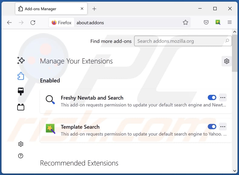 Rimozione delle estensioni di Mozilla Firefox relative ad addonsearch.net