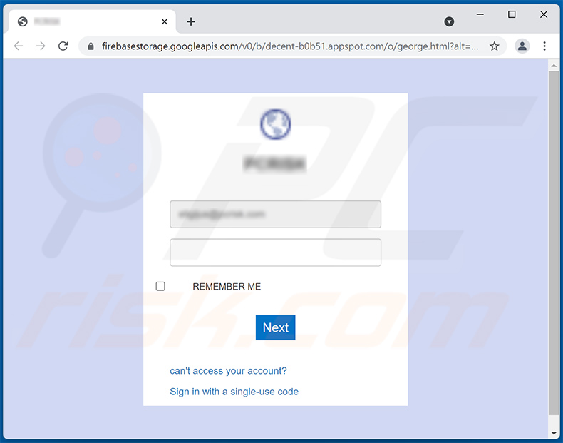 Il sito di phishing promosso tramite l l'email truffa your mailbox is almost full spam email (2022-01-27)