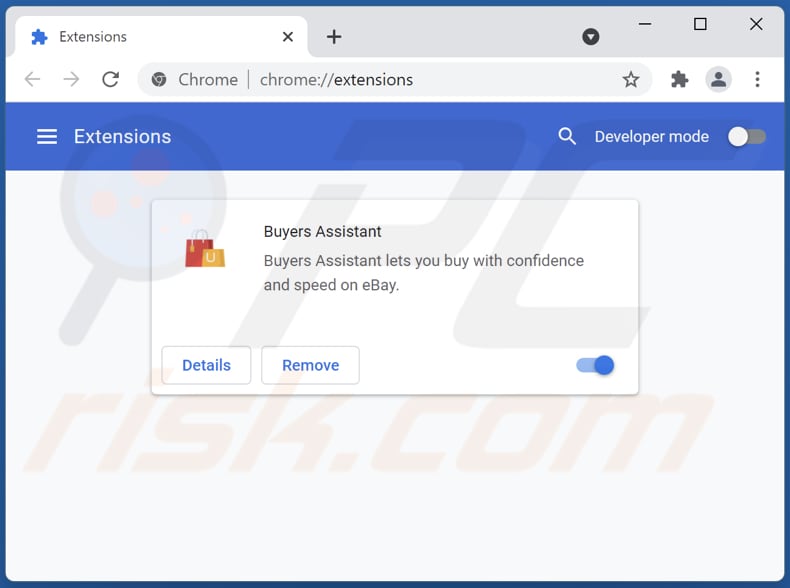 Rimozione dell'adware di Buyers Assistant da Google Chrome step 2