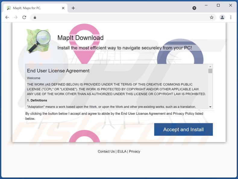 Pagina di download dell'adware MapIt