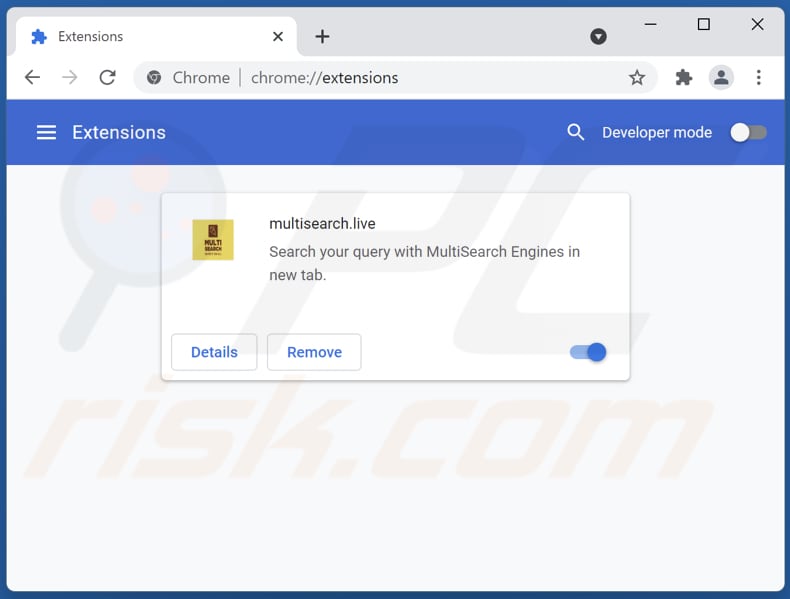 Rimozione delle estensioni di Google Chrome relative a search.multisearch.live