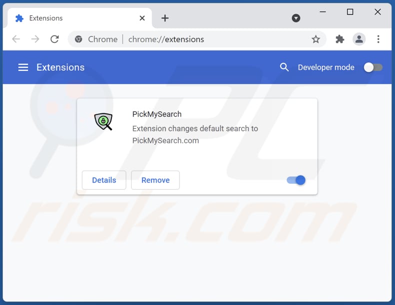 Rimozione delle estensioni di Google Chrome relative a pickmysearch.com