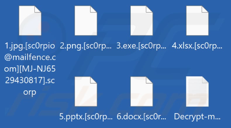 File crittografati da Scorp ransomware (estensione .scorp)