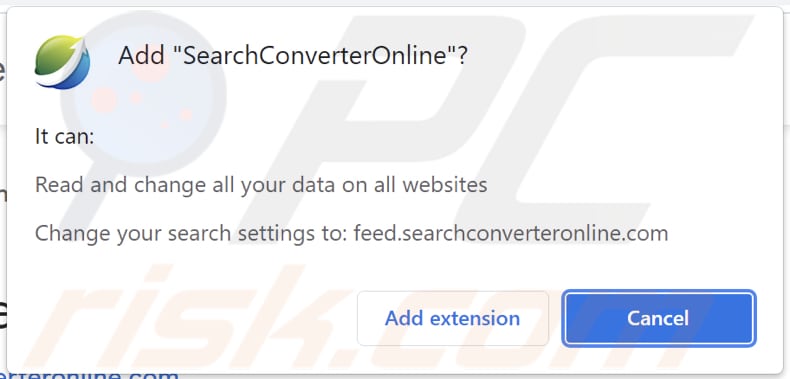 Notifica del browser contenente informazioni su SearchConverterOnline