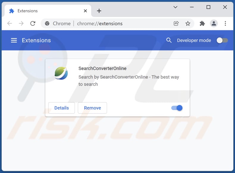 Rimozione delle estensioni di Google Chrome relative a searchconverteronline.com