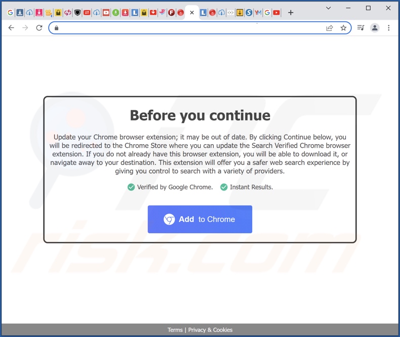 Screenshot del sito Web ingannevole che promuove l'adware TikTok Finder