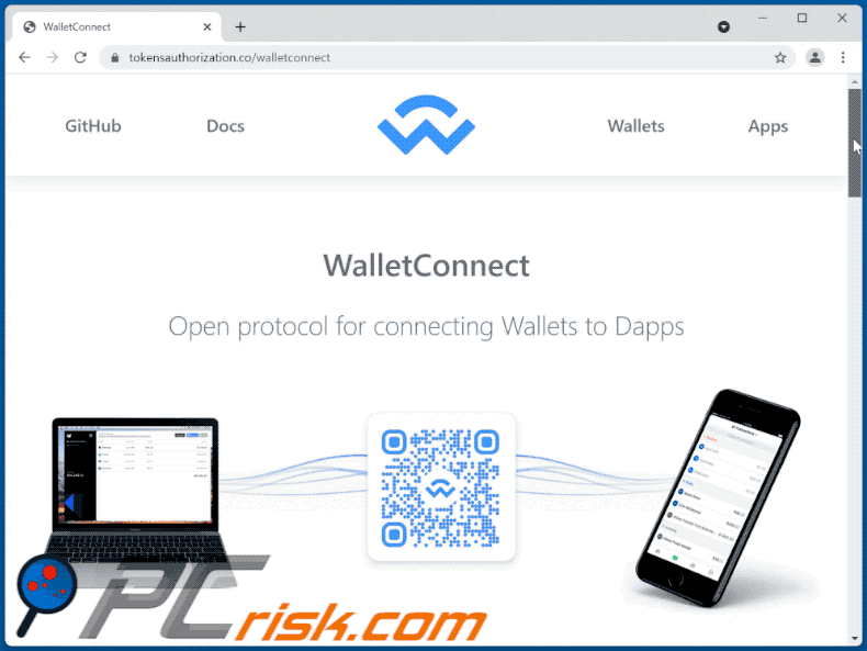 L'aspetto del sito Web truffa WalletConnect (GIF)
