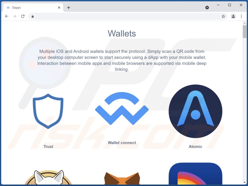 walletconnect pop-up truffa altra pagina di phishing