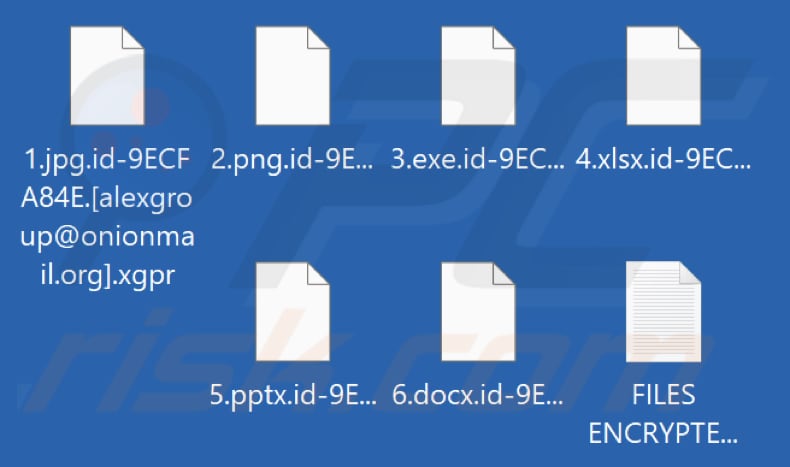 Screenshot dei file crittografati da questo ransomware: (.xgpr extension)