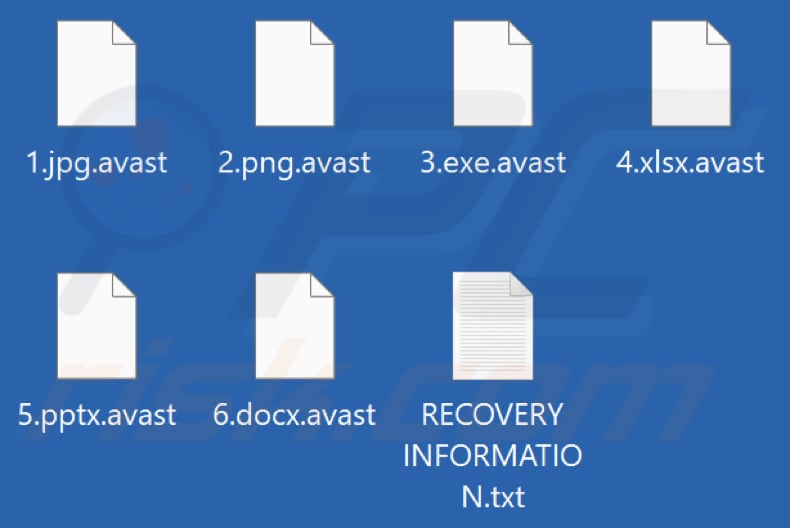 Screenshot dei file crittografati da questo ransomware: (.avast)