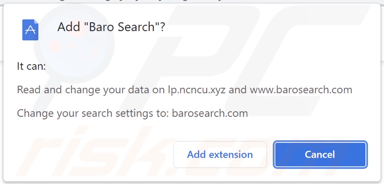 Dirottatore del browser Baro Search che richiede autorizzazioni