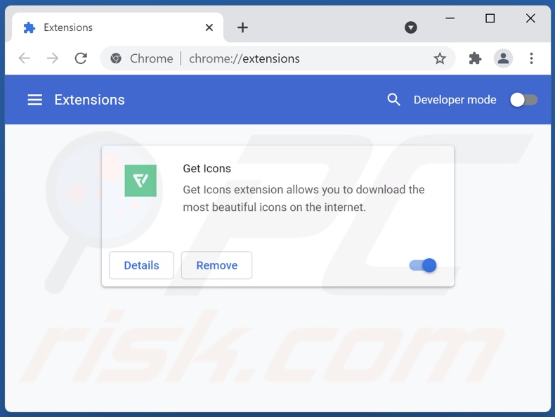 Rimuovere Get Icons da Google Chrome step 2