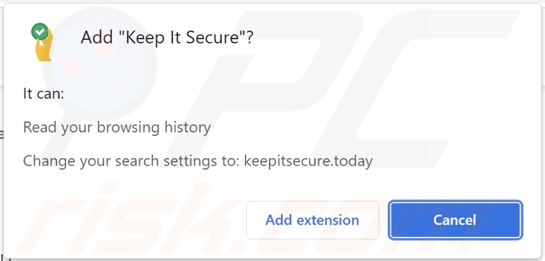 Dirottatore del browser Keep It Secure che richiede autorizzazioni