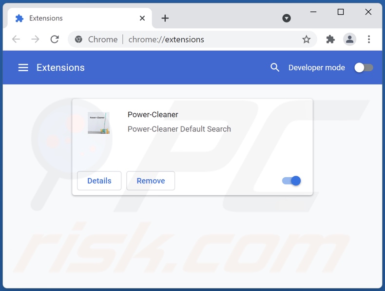 Rimozione delle estensioni di Google Chrome relative a power-cleaner.xyz