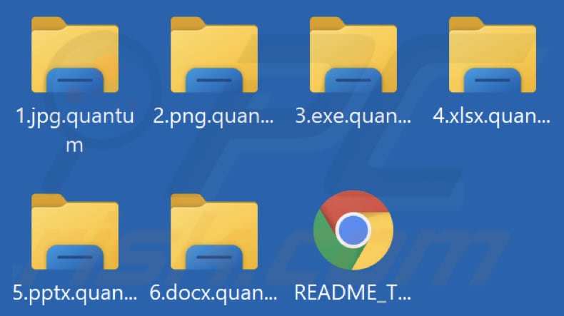 Screenshot dei file crittografati da questo ransomware: (.quantum)