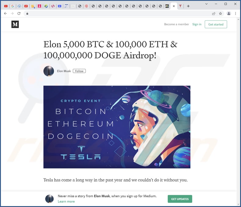 Tesla Giveaway sito truffa