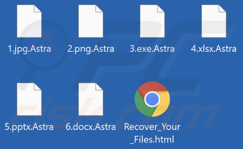 Screenshot dei file crittografati da questo ransomware AstraLocker 2.0 ransomware (.Astra)